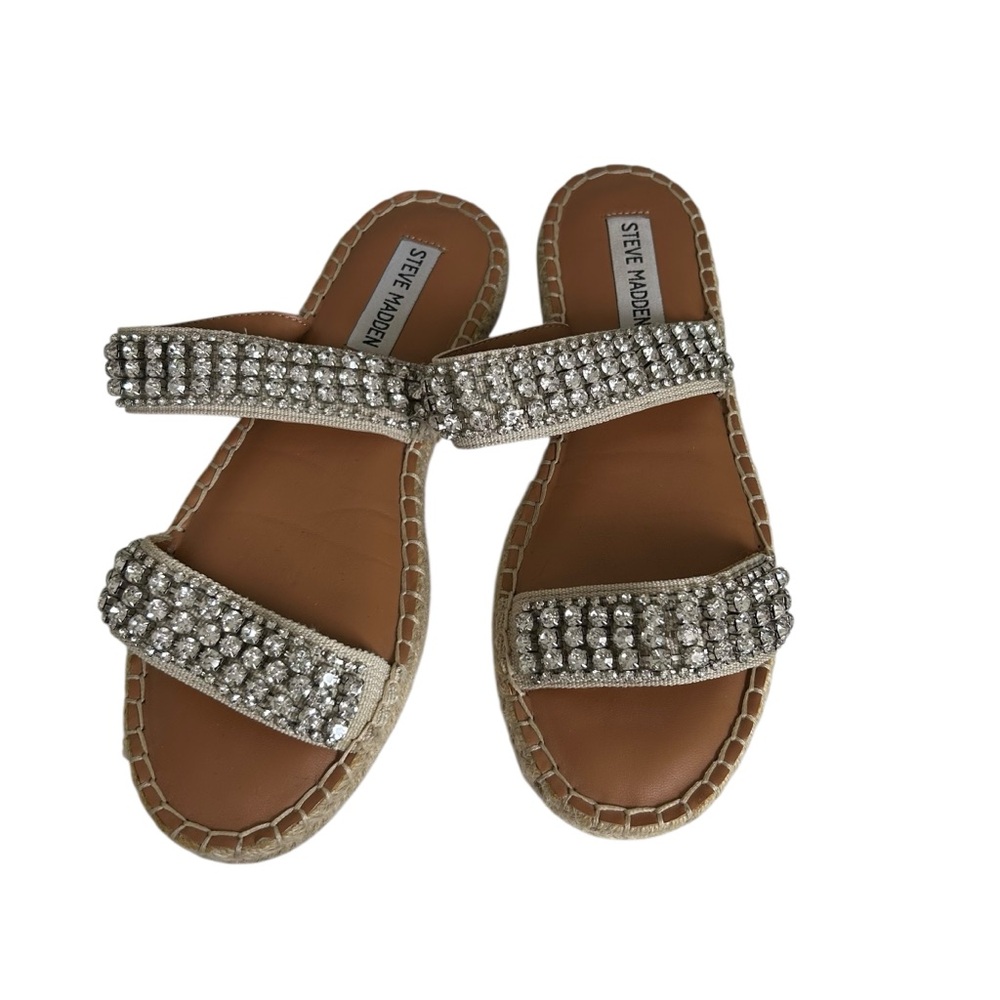 Steve Madden Women’s Zendeya Espadrilles Rhinestone Embellished Sandals Size 6.5